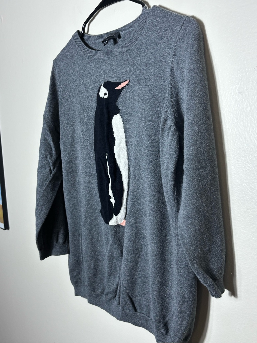 The Limited Gray Penguin Knit Sweater with Pink Beak Accent - Picture 6 of 9